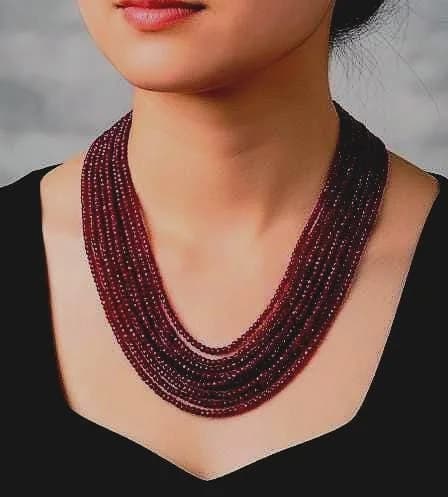 8-String Ruby Bead Necklace in 925 sterling silver, view 1