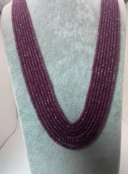 8-String Ruby Bead Necklace in 925 sterling silver, view 3