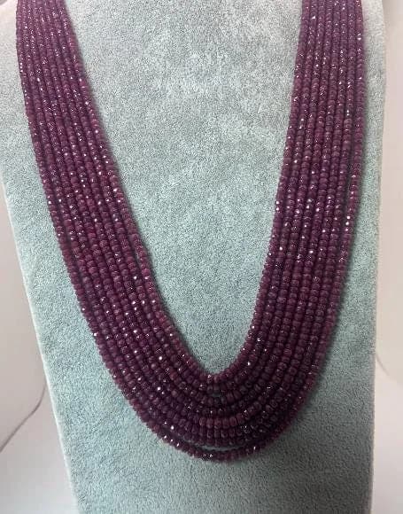 8-String Ruby Bead Necklace in 925 sterling silver, view 4
