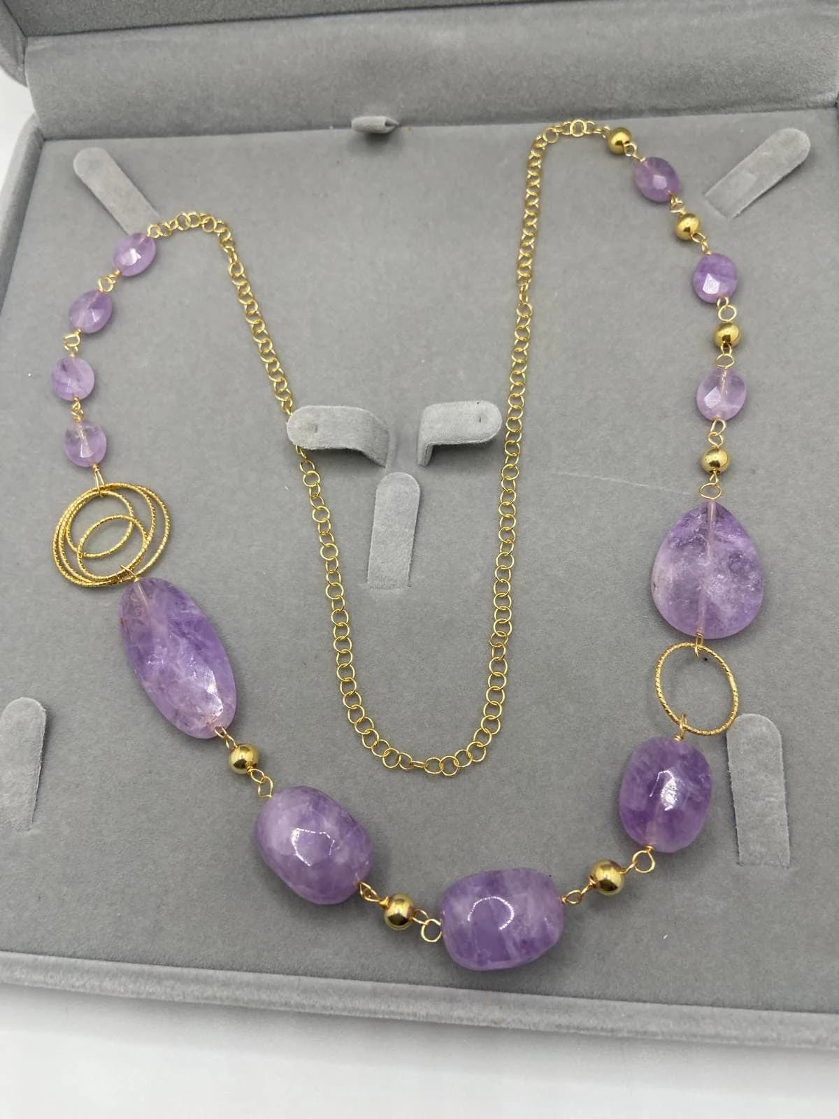 Amethyst Necklace in 925 sterling silver, view 4