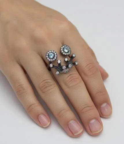 Aquamarine Ring in 925 sterling silver, view 1