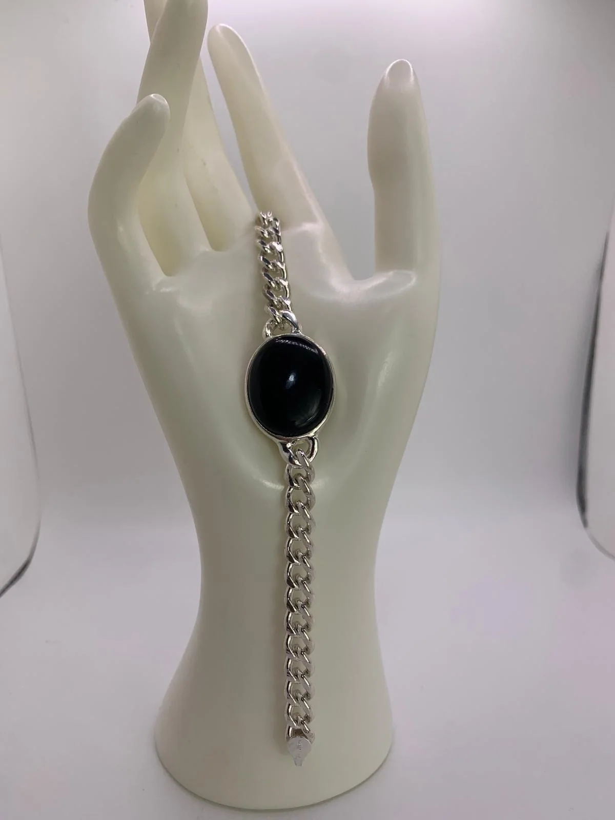 Black Onyx Men's Bracelet in 925 sterling silver, view 3