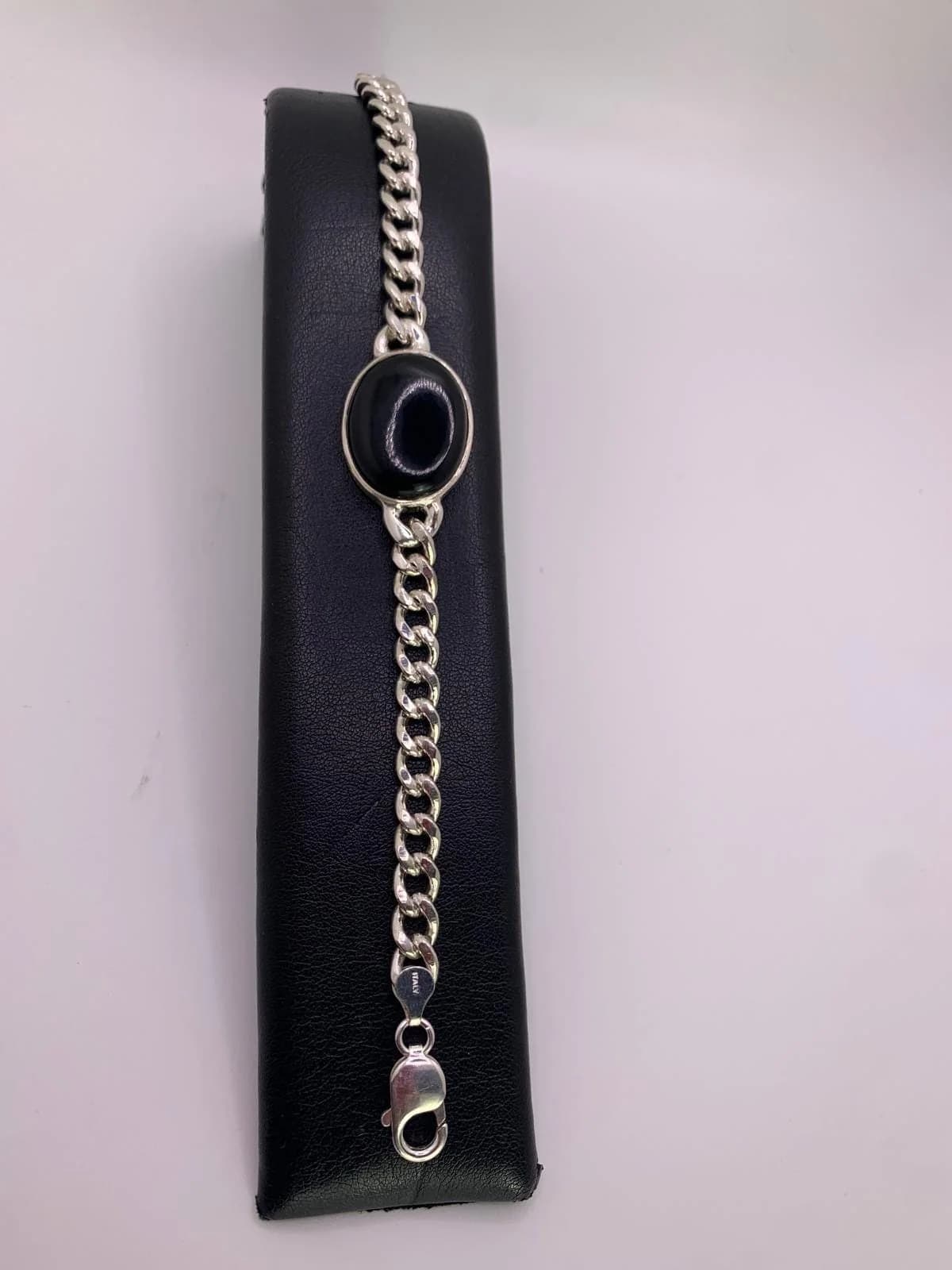 Black Onyx Men's Bracelet in 925 sterling silver, view 4