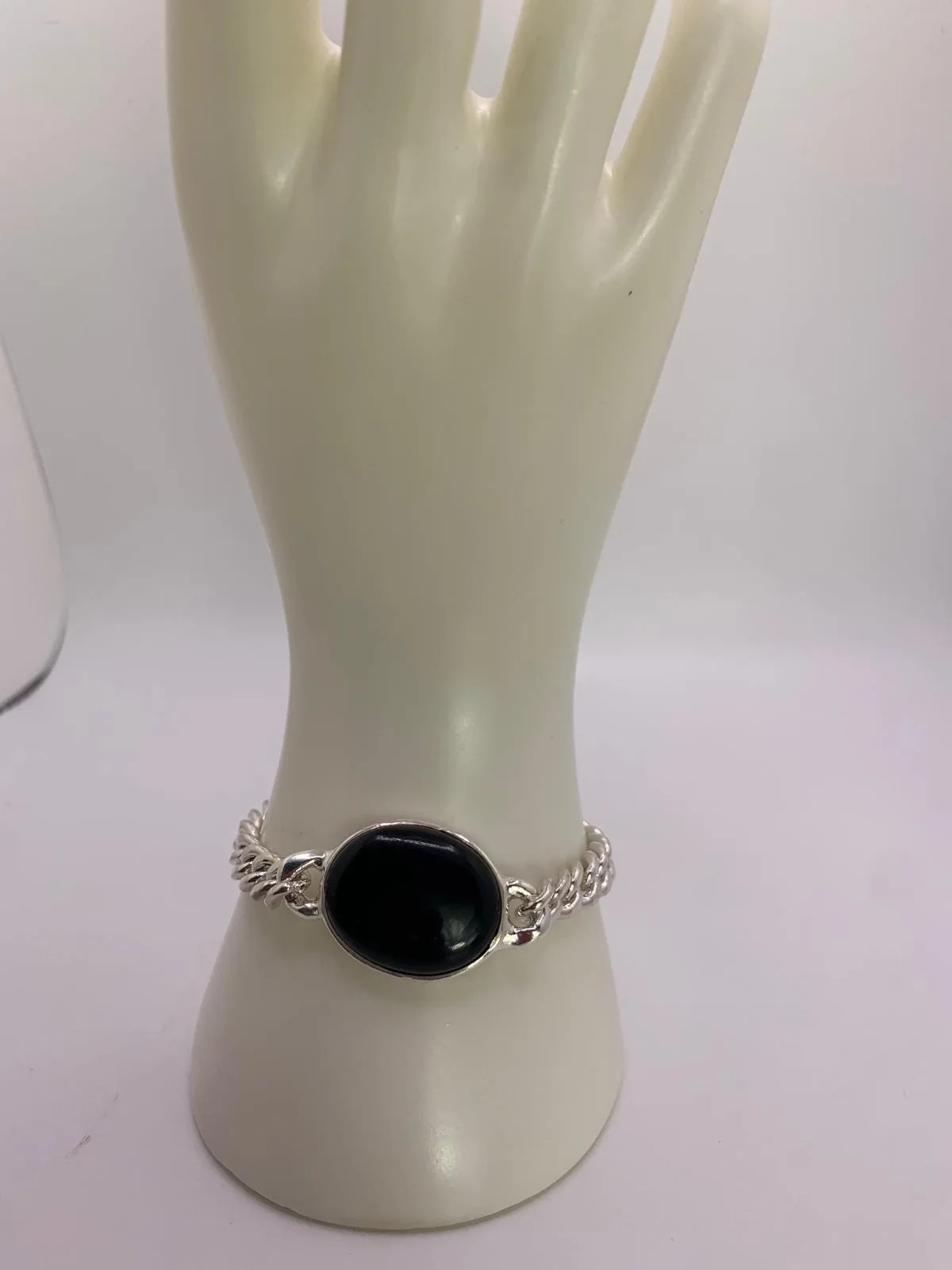Black Onyx Men's Bracelet in 925 sterling silver, view 5