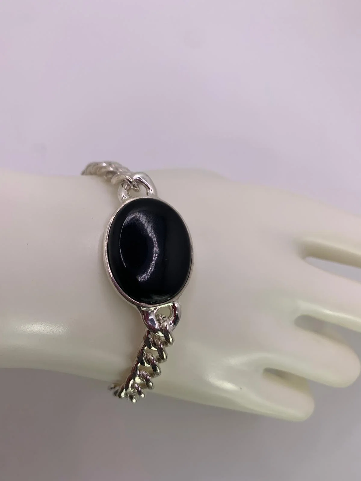 Black Onyx Men's Bracelet in 925 sterling silver, view 6