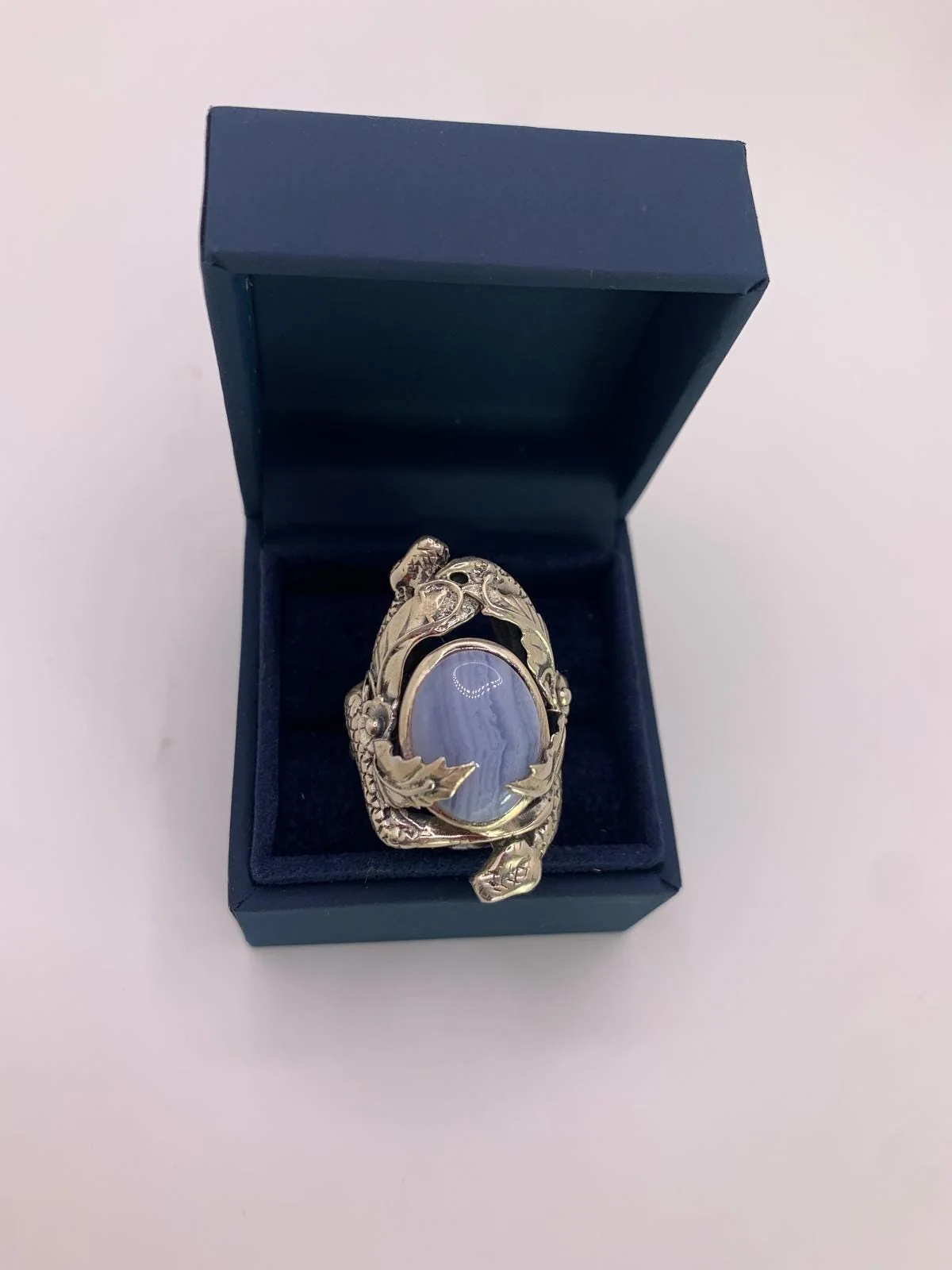 Blue Chalcedony Ring in 925 sterling silver, view 1