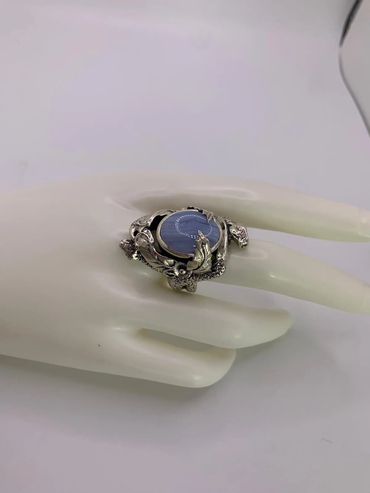 Blue Chalcedony Ring in 925 sterling silver, view 3