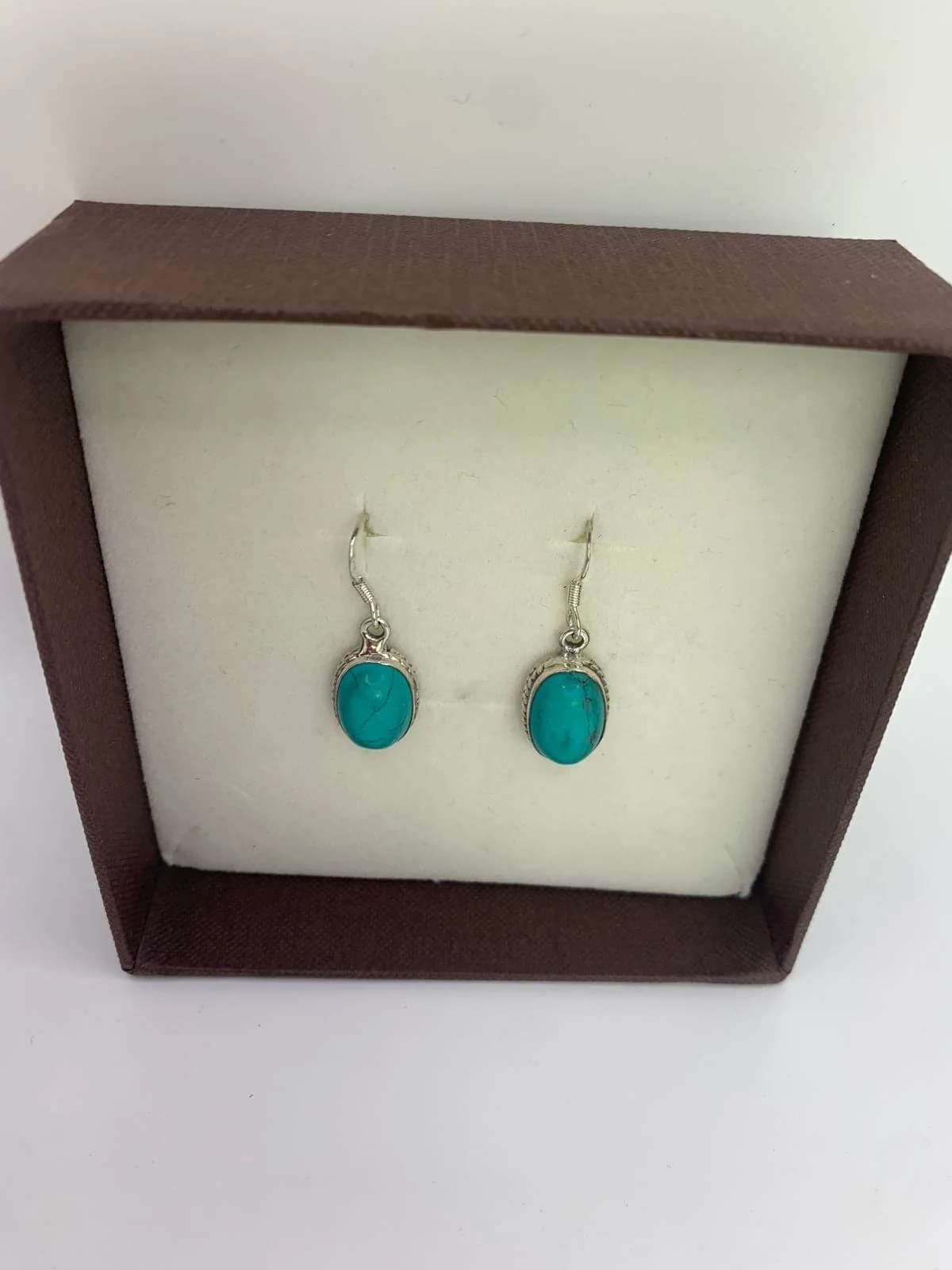 Dangling Turquoise Earrings in 925 sterling silver, view 1
