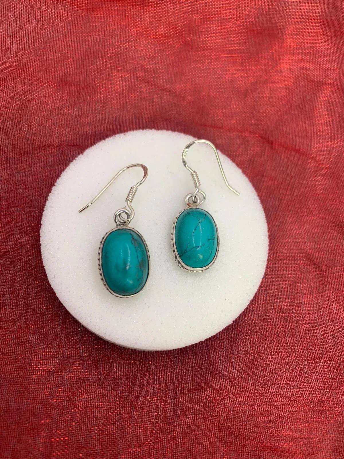 Dangling Turquoise Earrings in 925 sterling silver, view 3
