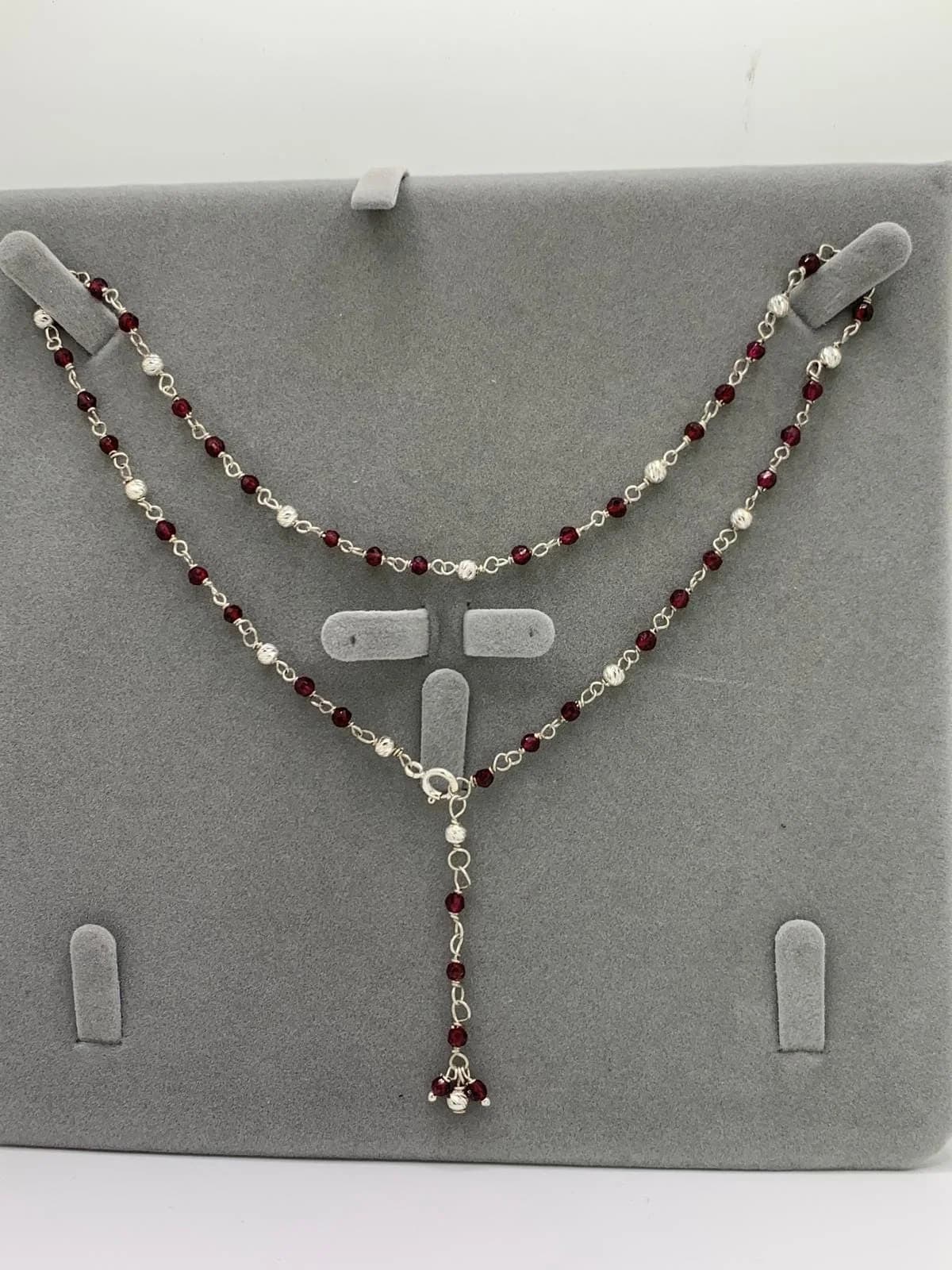 Garnet Gemstone Necklace in 925 sterling silver, view 3