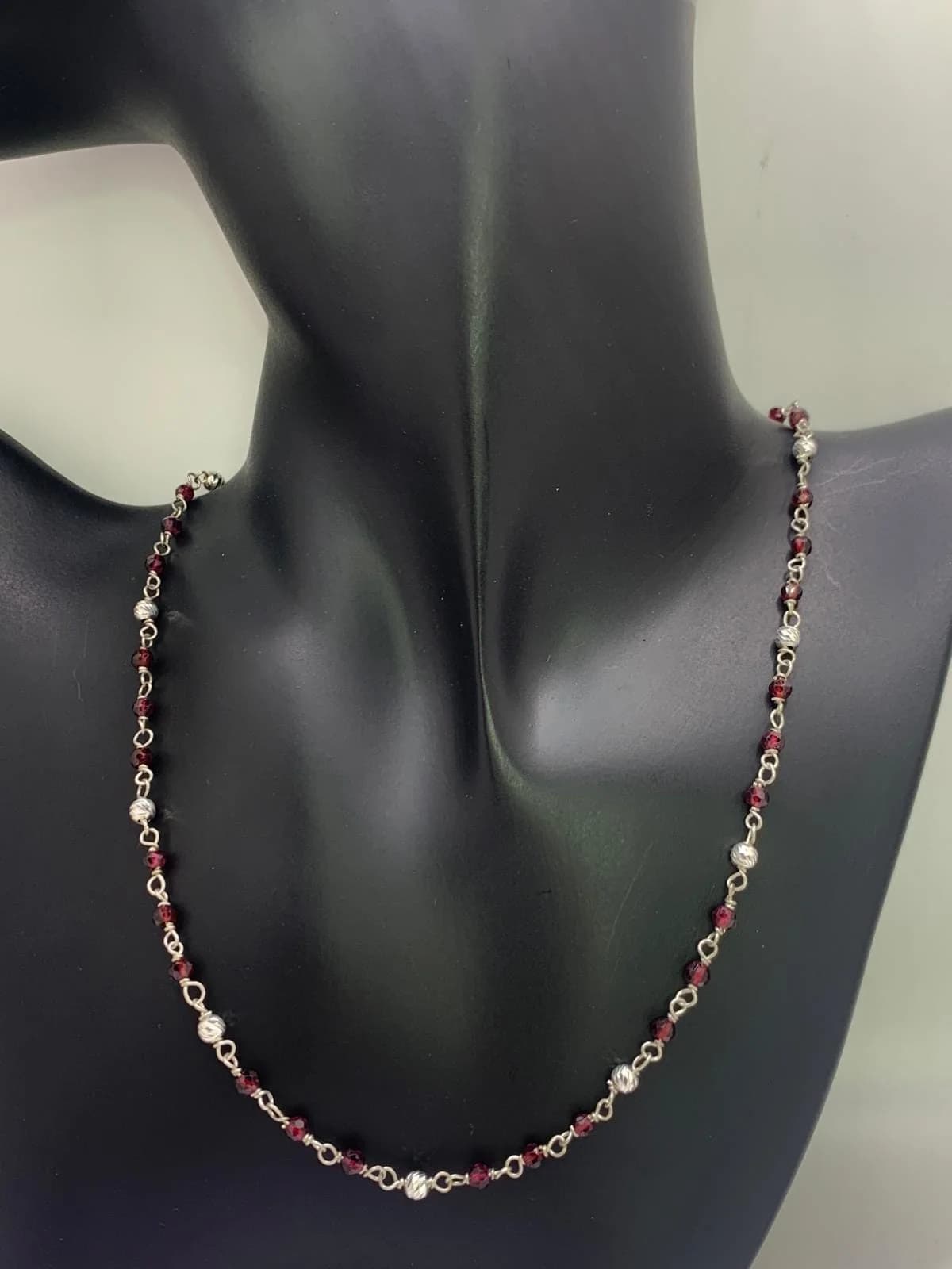 Garnet Gemstone Necklace in 925 sterling silver, view 4