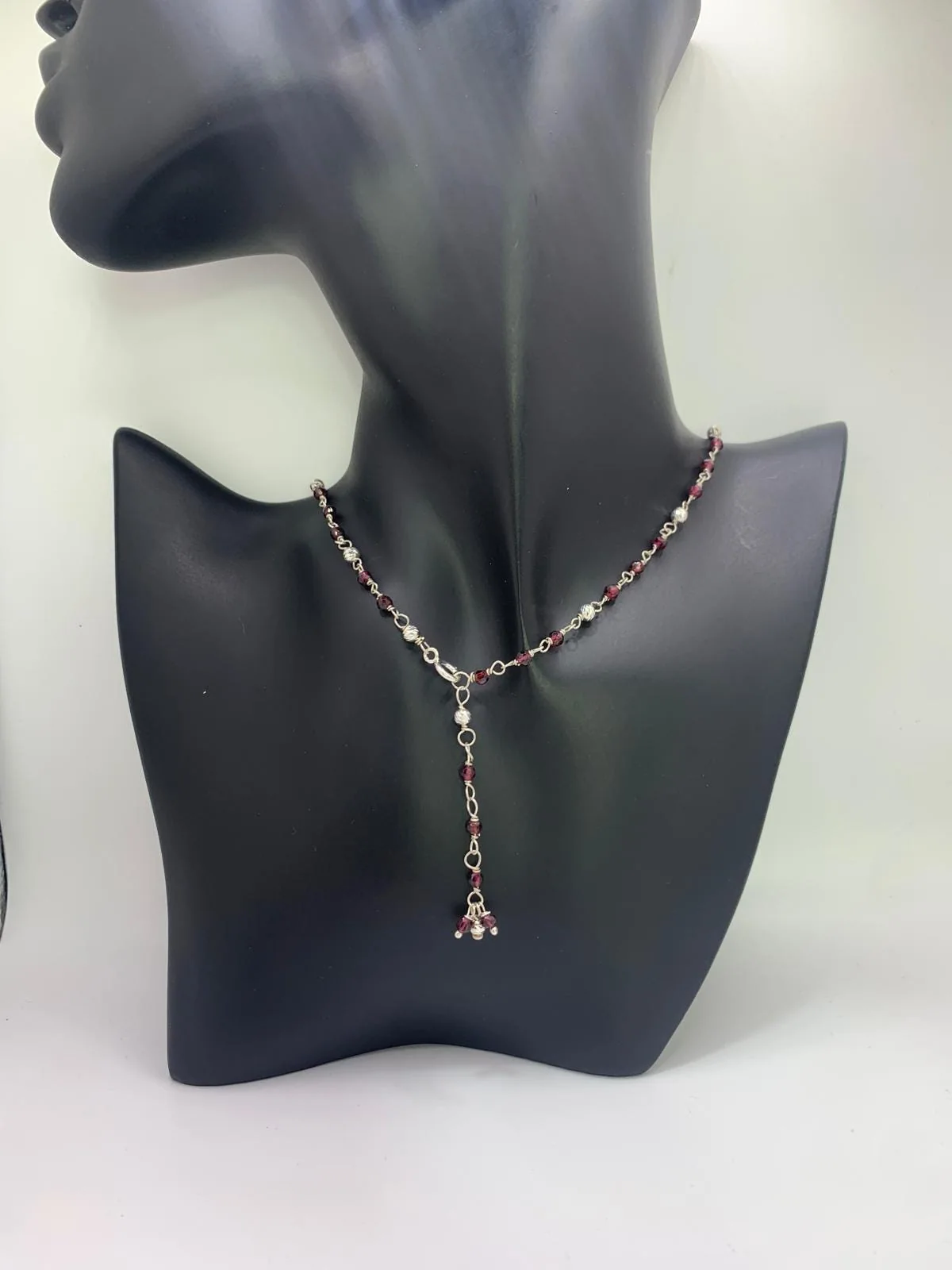 Garnet Gemstone Necklace in 925 sterling silver, view 6