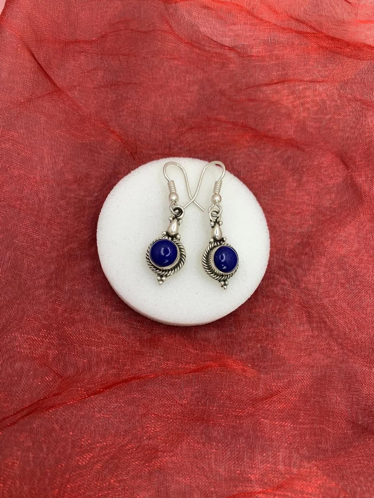 Lapis Lazuli Earrings in 925 sterling silver, view 3