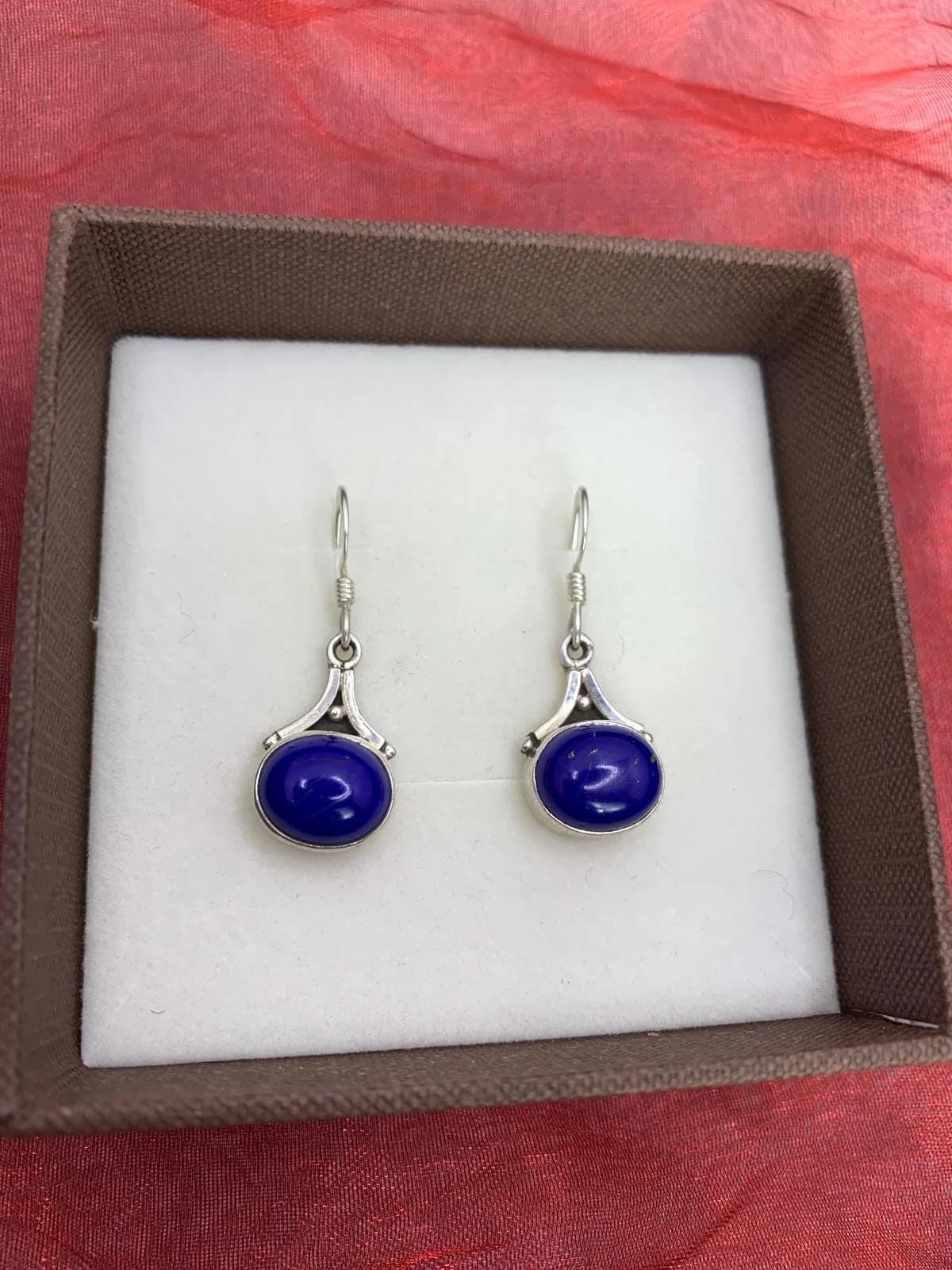 Lapis Lazuli Earrings in 925 sterling silver, view 1
