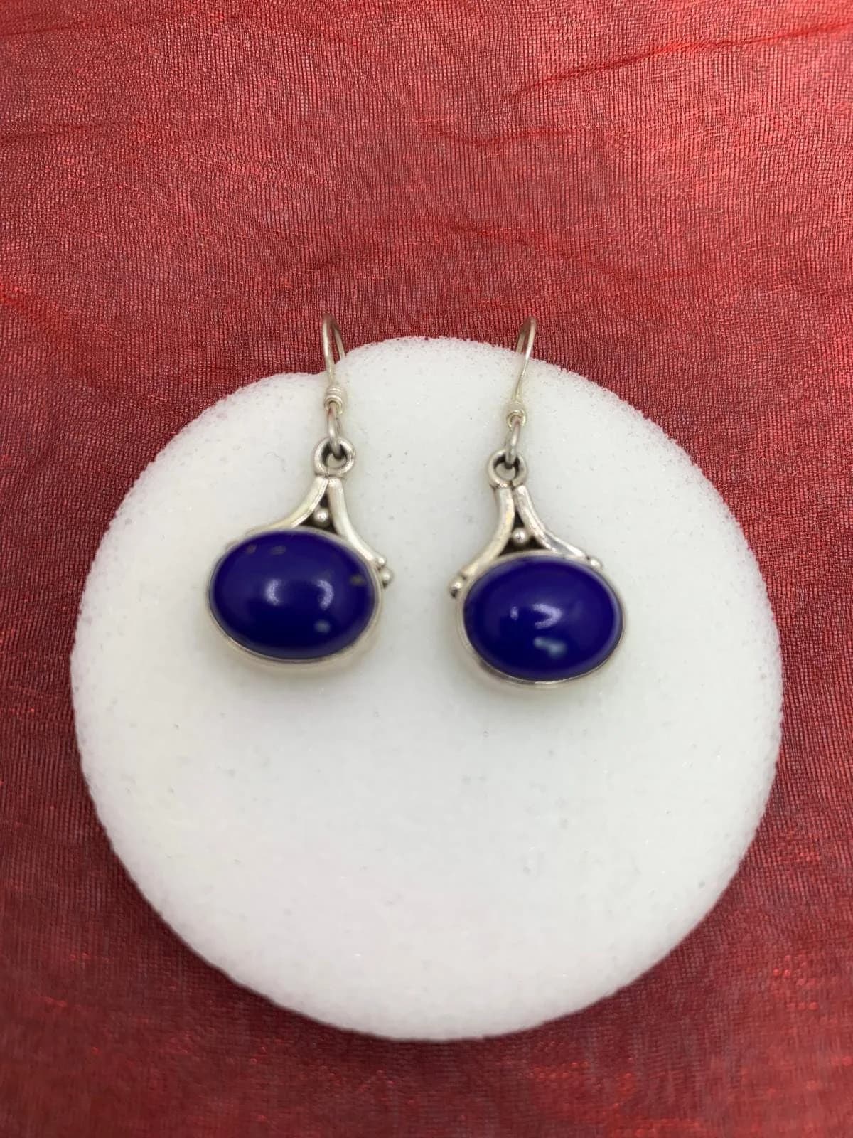 Lapis Lazuli Earrings in 925 sterling silver, view 4