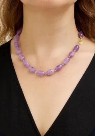 Natural Amethyst Beads in 925 sterling silver, view 1