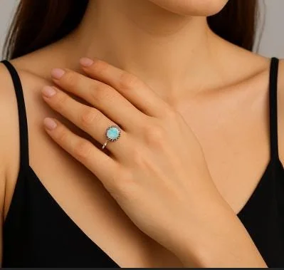 Opal Zircon Ring in 925 sterling silver, view 1