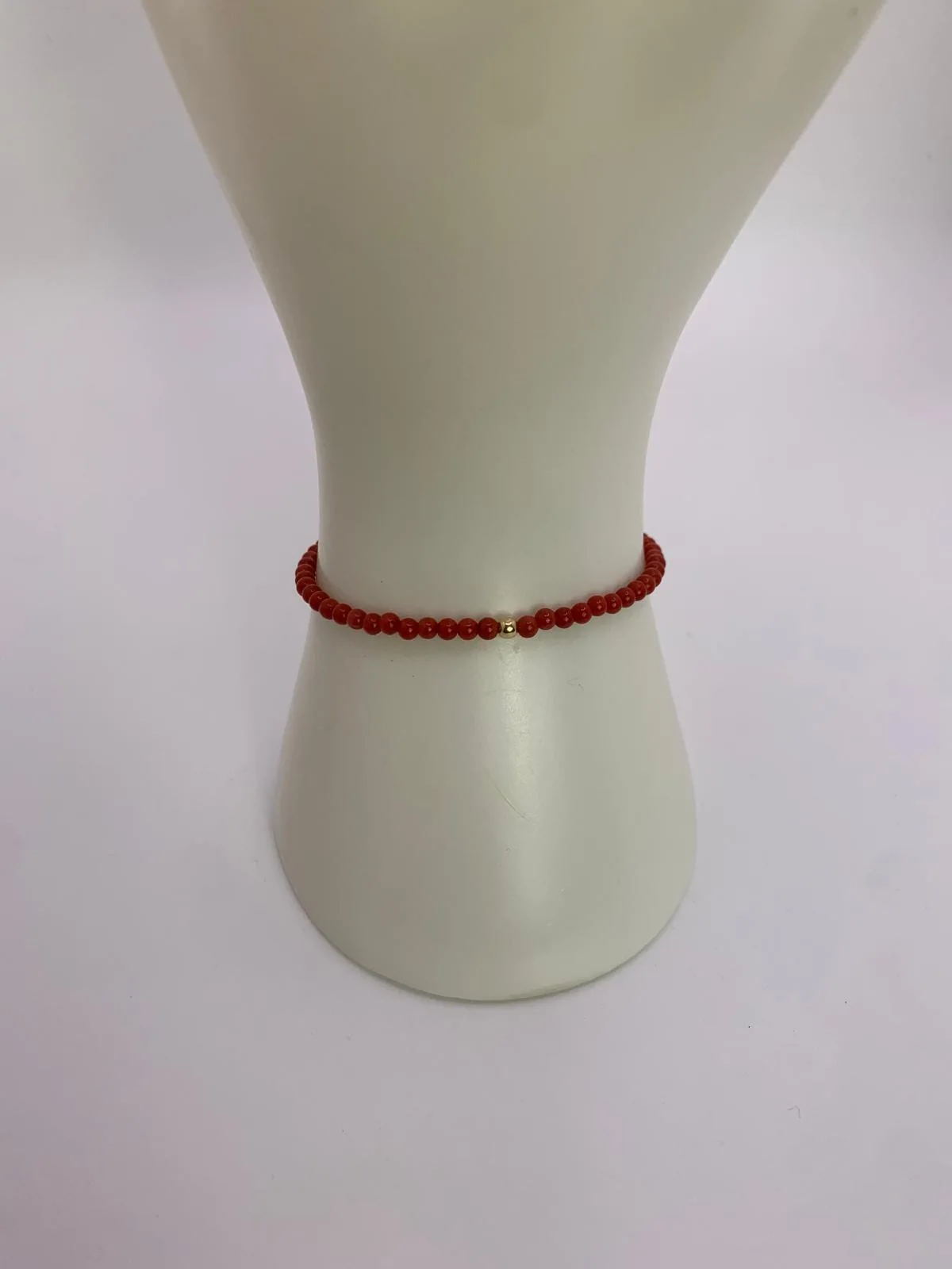 Red Coral Beaded Bracelet in 925 sterling silver, view 3