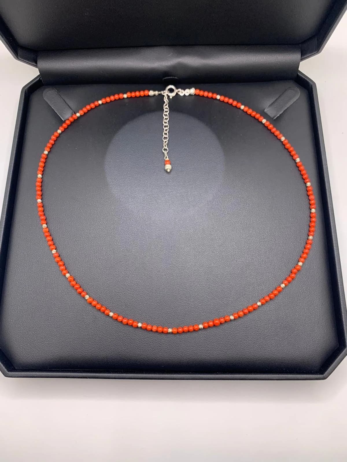 Red Coral Necklace in 925 sterling silver, view 4
