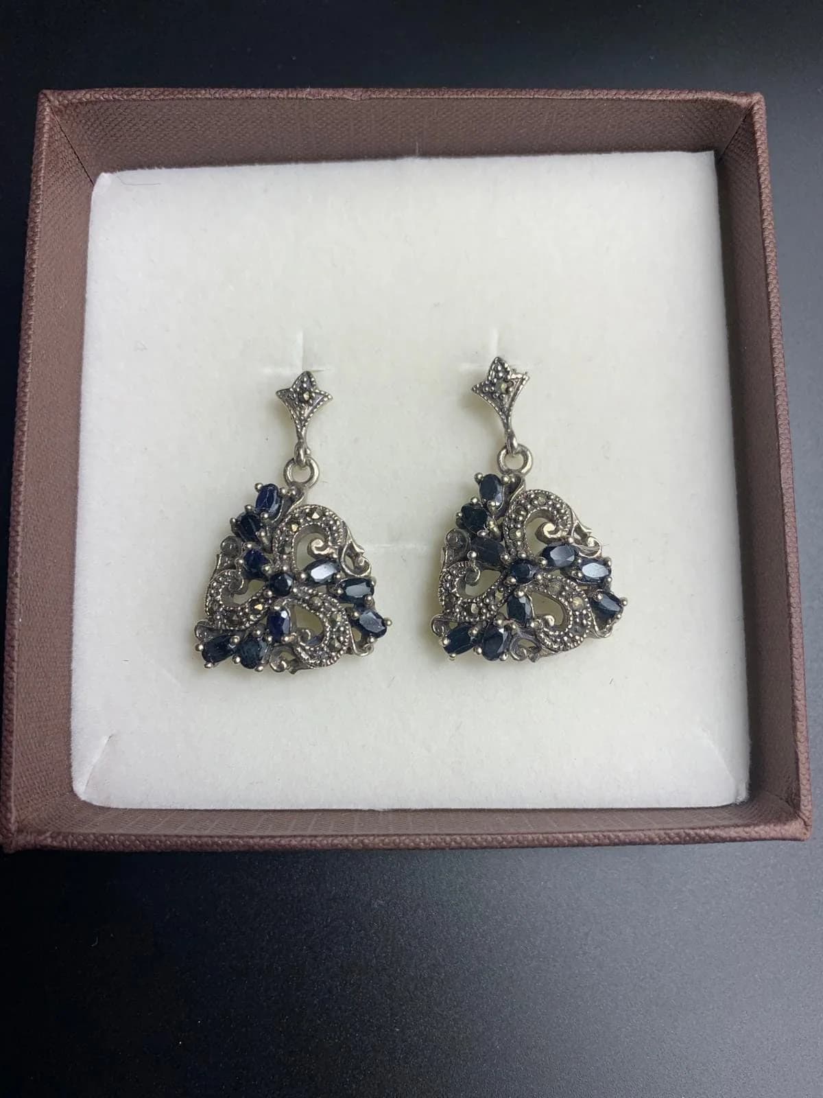 Sapphire Earrings in 925 sterling silver, view 3