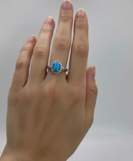 The Blue Opal Ring in 925 sterling silver, view 1