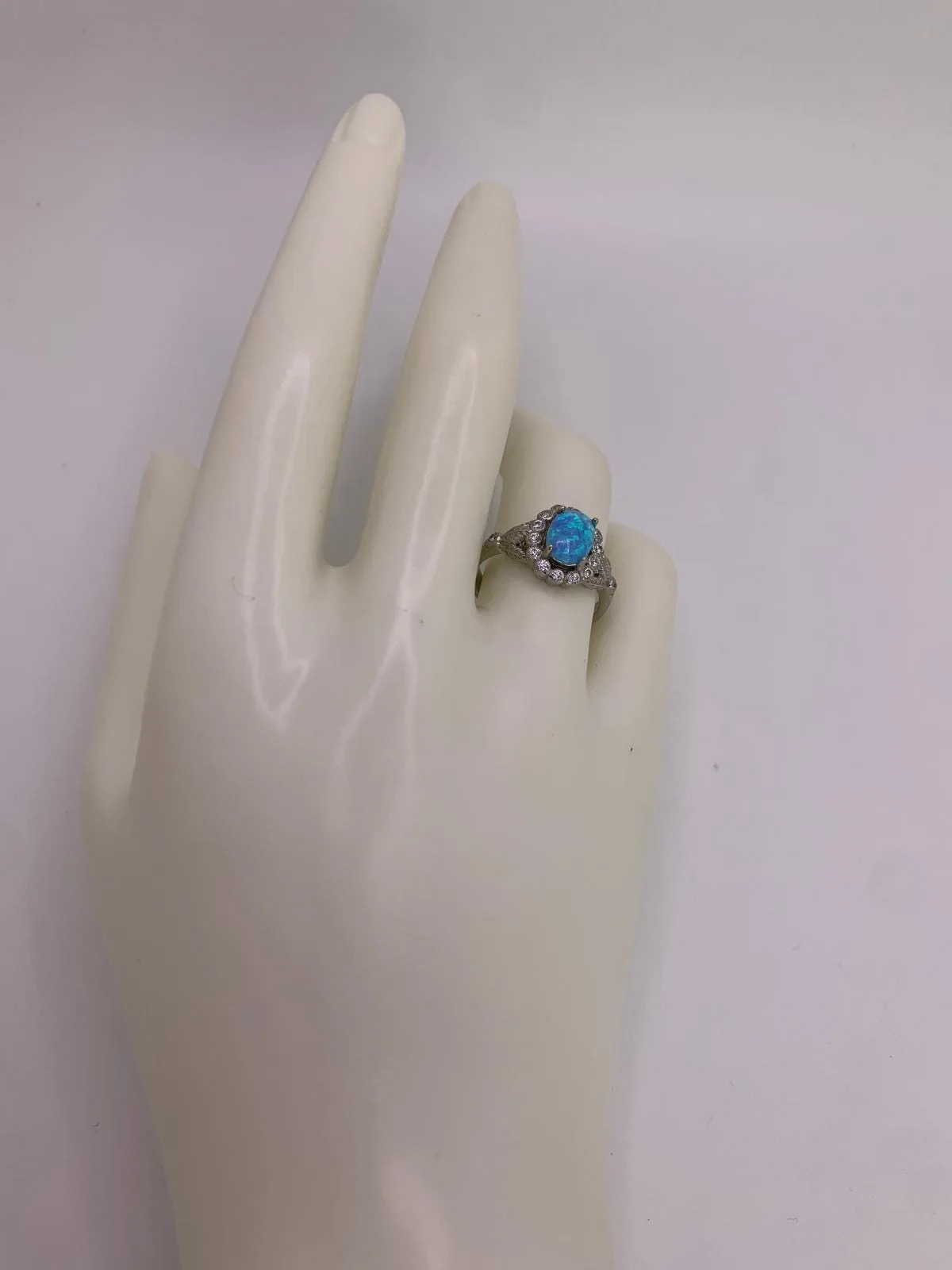 The Blue Opal Ring in 925 sterling silver, view 3