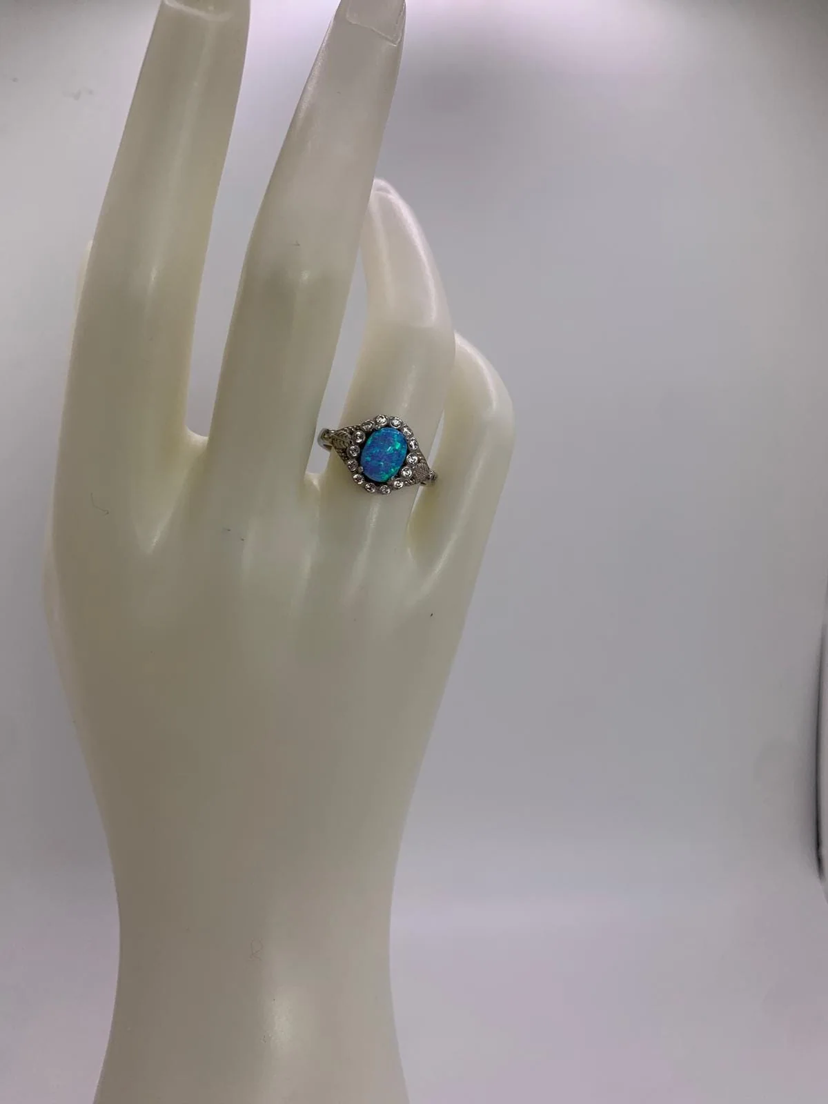The Blue Opal Ring in 925 sterling silver, view 5