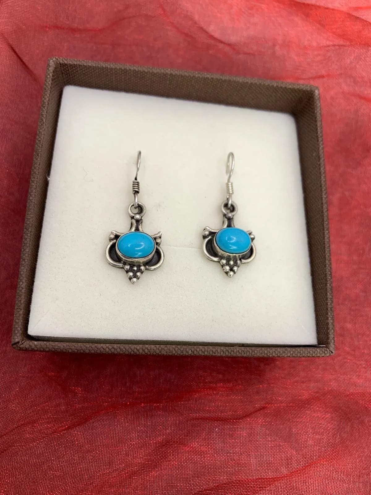 Turquoise Dangling Earrings in 925 sterling silver, view 1