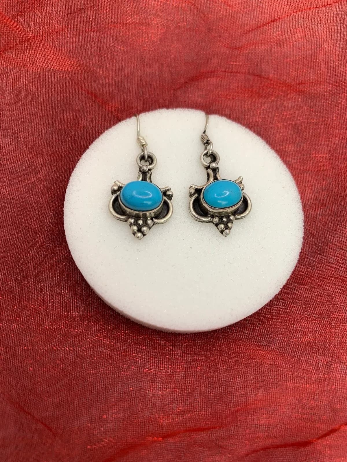 Turquoise Dangling Earrings in 925 sterling silver, view 3
