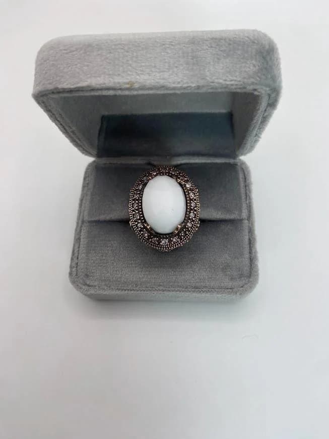 White Opal Zircon Ring in 925 sterling silver, view 1