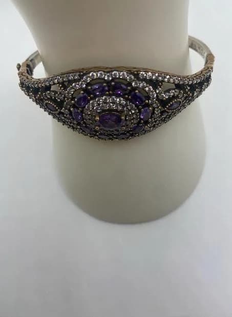 Amethyst Sterling Silver Bracelet in 925 sterling silver, view 1