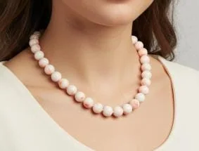 Angel Skin Natural Coral Necklace in 925 sterling silver, view 1