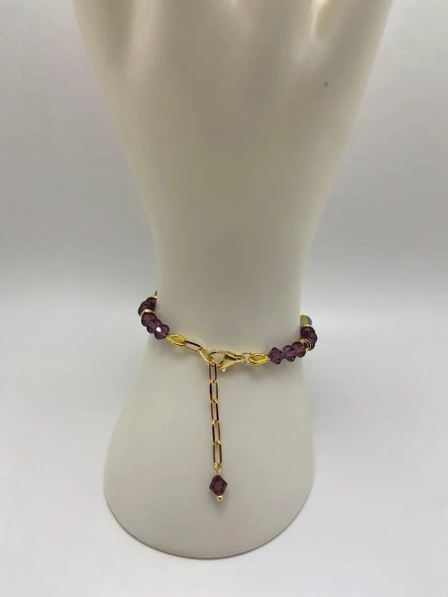 Crystal Asbrusky Adjustable Bracelet in 925 sterling silver, view 1