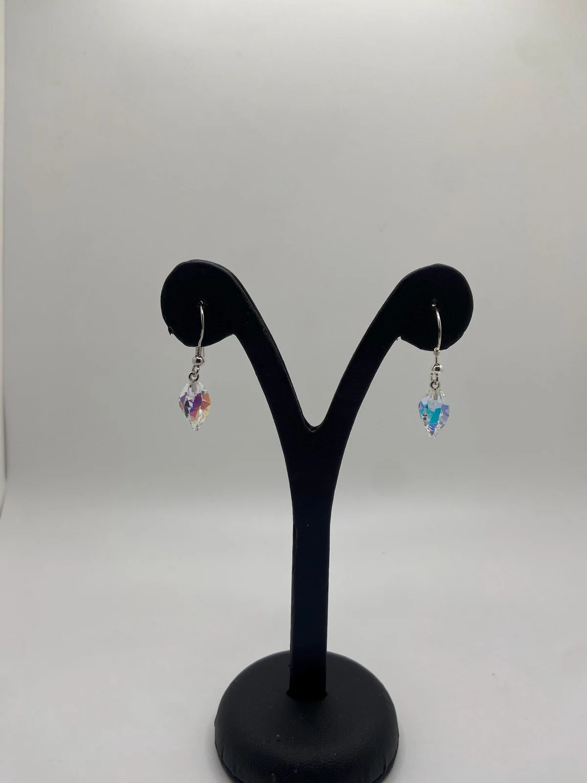 Crystal Heart Shaped Earrings in 925 sterling silver, view 1