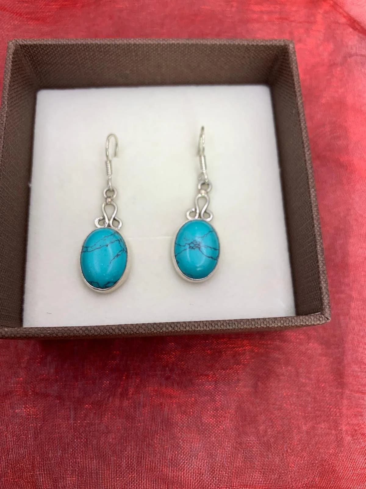 Dangling Turquoise Earrings in 925 sterling silver, view 1
