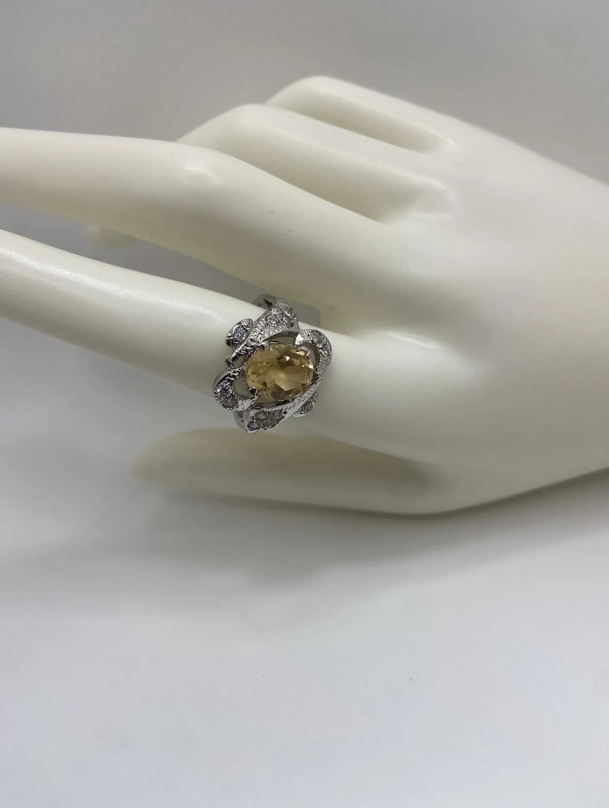 Elegant Citrine Sterling Silver Yellow Ring in 925 sterling silver, view 1