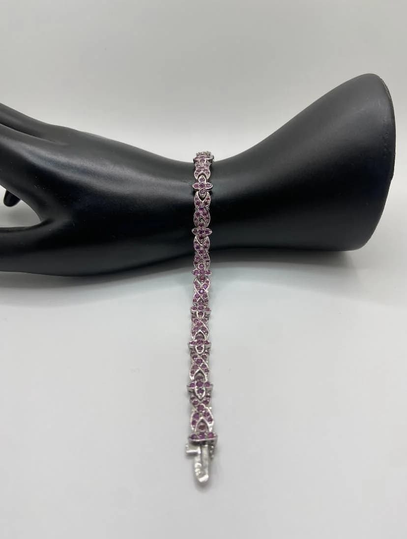 Elegant Ruby Gemstone Bracelet in 925 Sterling Silver in 925 sterling silver, view 1
