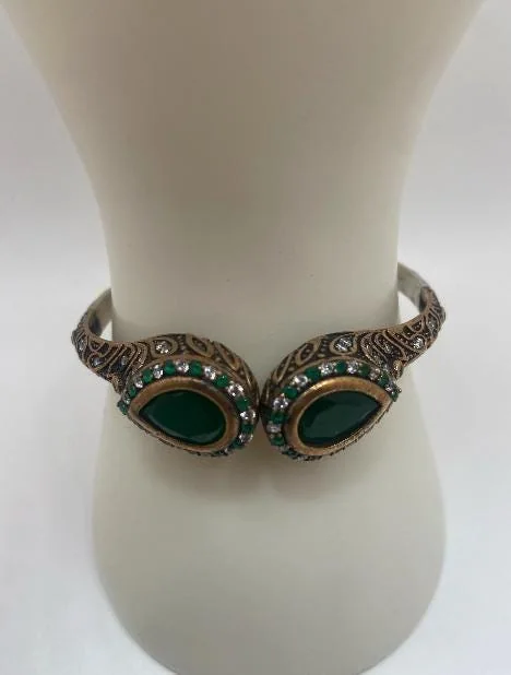 Emerald & Zircon Sterling Silver Bracelet in 925 sterling silver, view 1