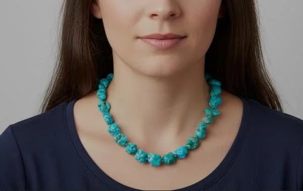 Exquisite 58cm Turquoise Necklace in 925 sterling silver, view 1