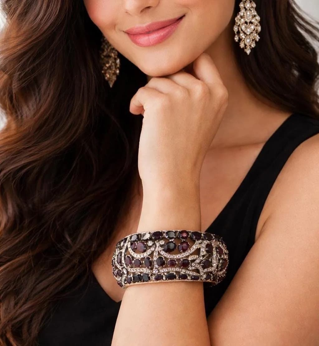 Garnet & Zircon Bracelet for Women in 925 sterling silver, view 1
