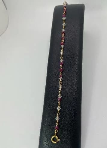 Luxurious Gold-Plated Crystal & Ruby Bracelet in 925 sterling silver, view 1