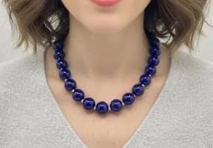 Natural Lapis Lazuli Necklace in 925 sterling silver, view 1
