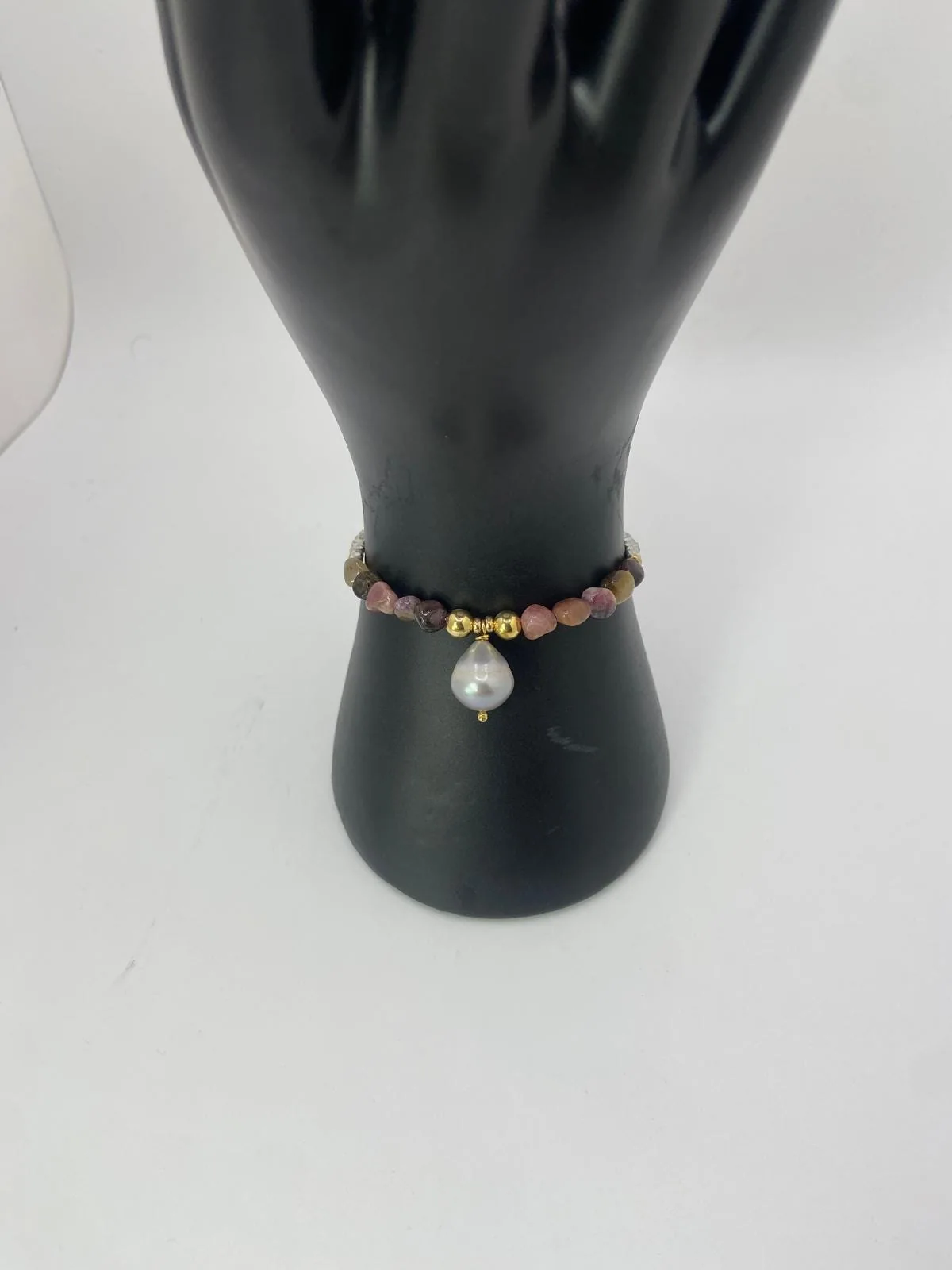 Natural Tourmaline & Pearl Bracelet in 925 sterling silver, view 1