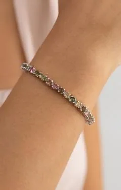 Natural Tourmaline Tennis Bracelet in 925 Sterling Silver in 925 sterling silver, view 1