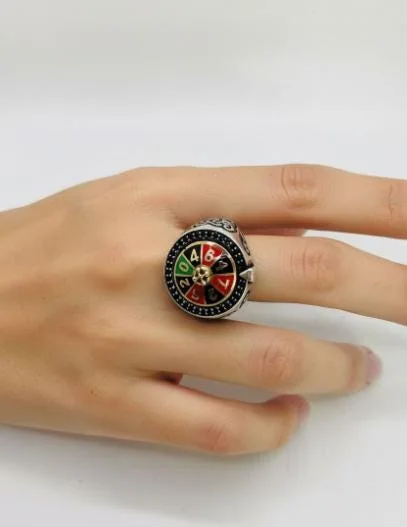 Onxy Stone Men Ring Roulette Style in 925 sterling silver, view 1