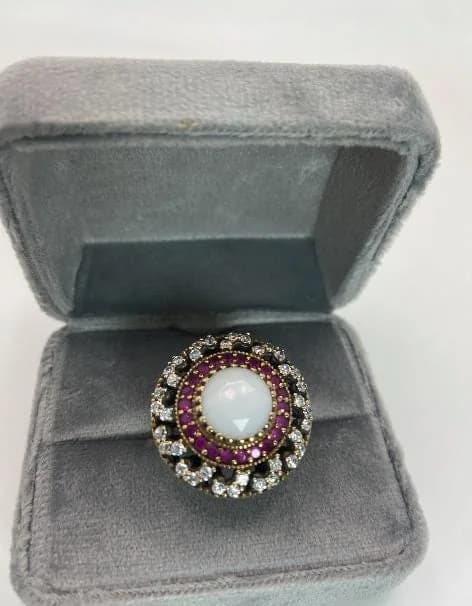 Opal, Ruby, and Zircon Sterling Silver Ring in 925 sterling silver, view 1