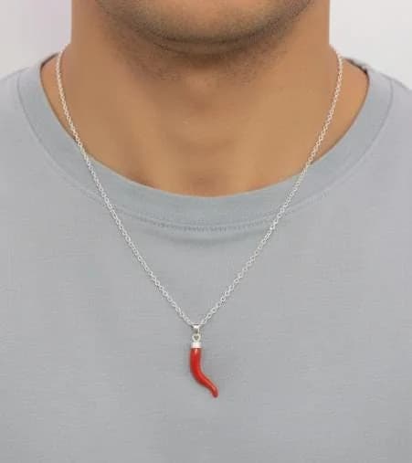 Original Red Italian Coral Necklace in 925 sterling silver, view 1