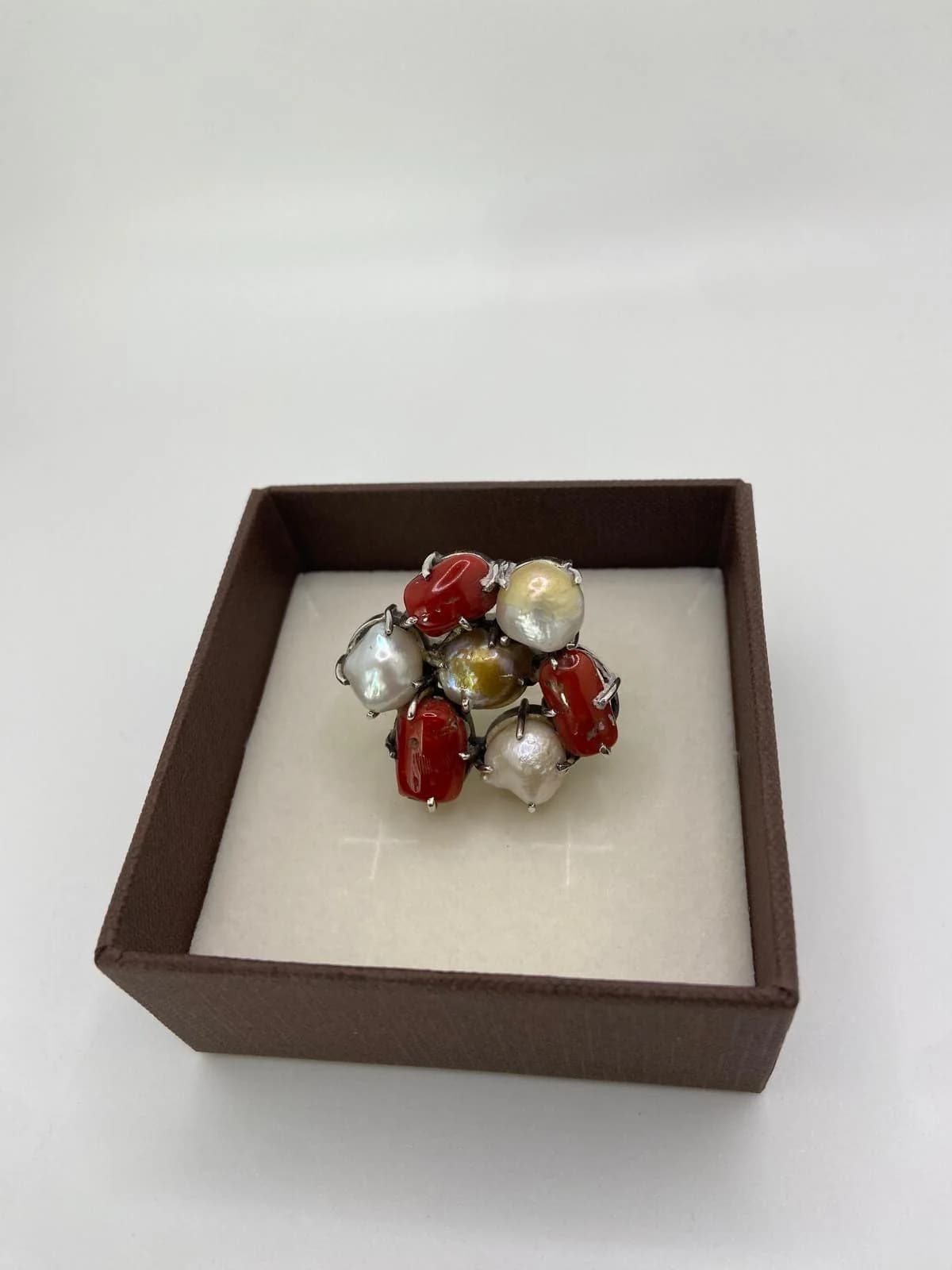 Ruby & Pearl Sterling Silver Ring in 925 sterling silver, view 1