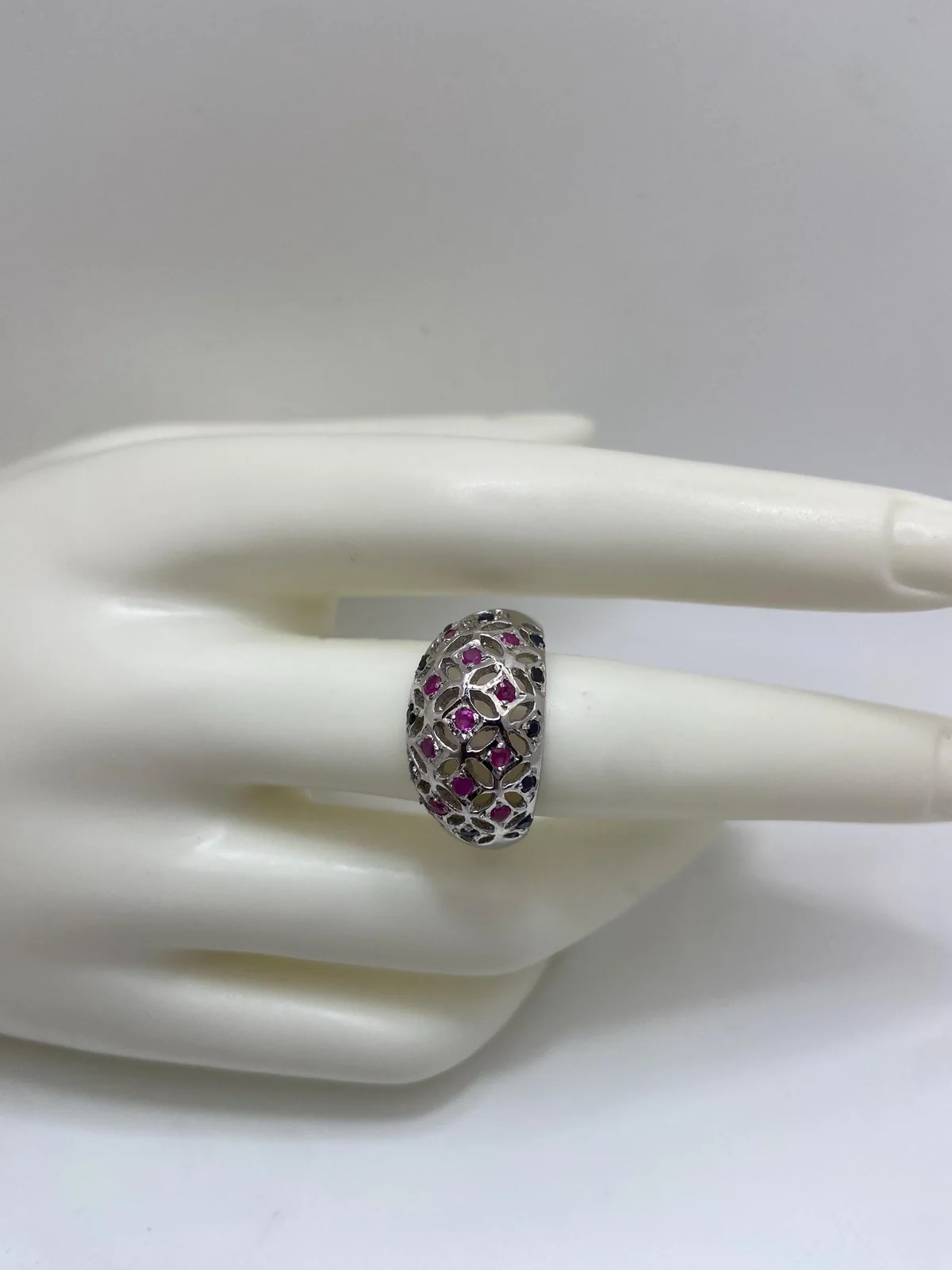 Ruby and Sapphire Sterling Silver Ring in 925 sterling silver, view 1