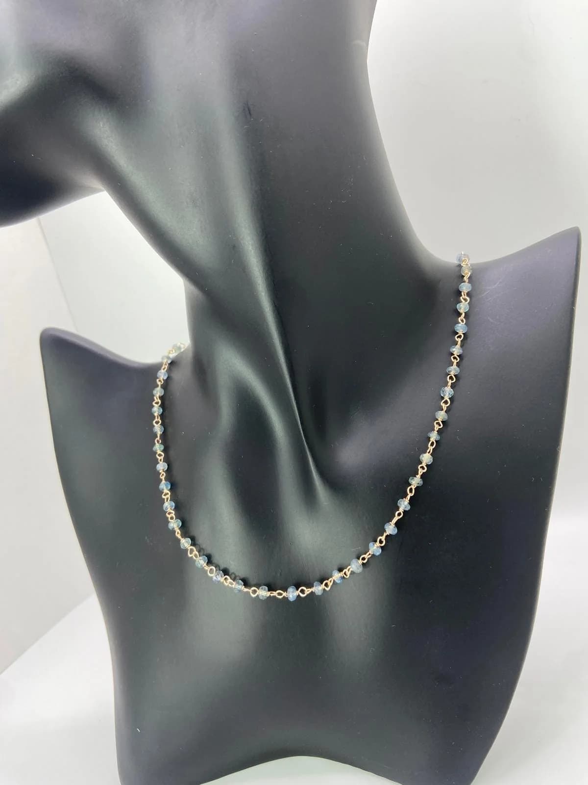Sapphire Beaded Silver Necklace in 925 sterling silver, view 1
